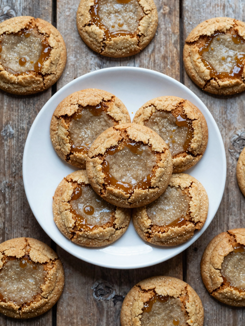Molasses cookies with crackled sugary tops